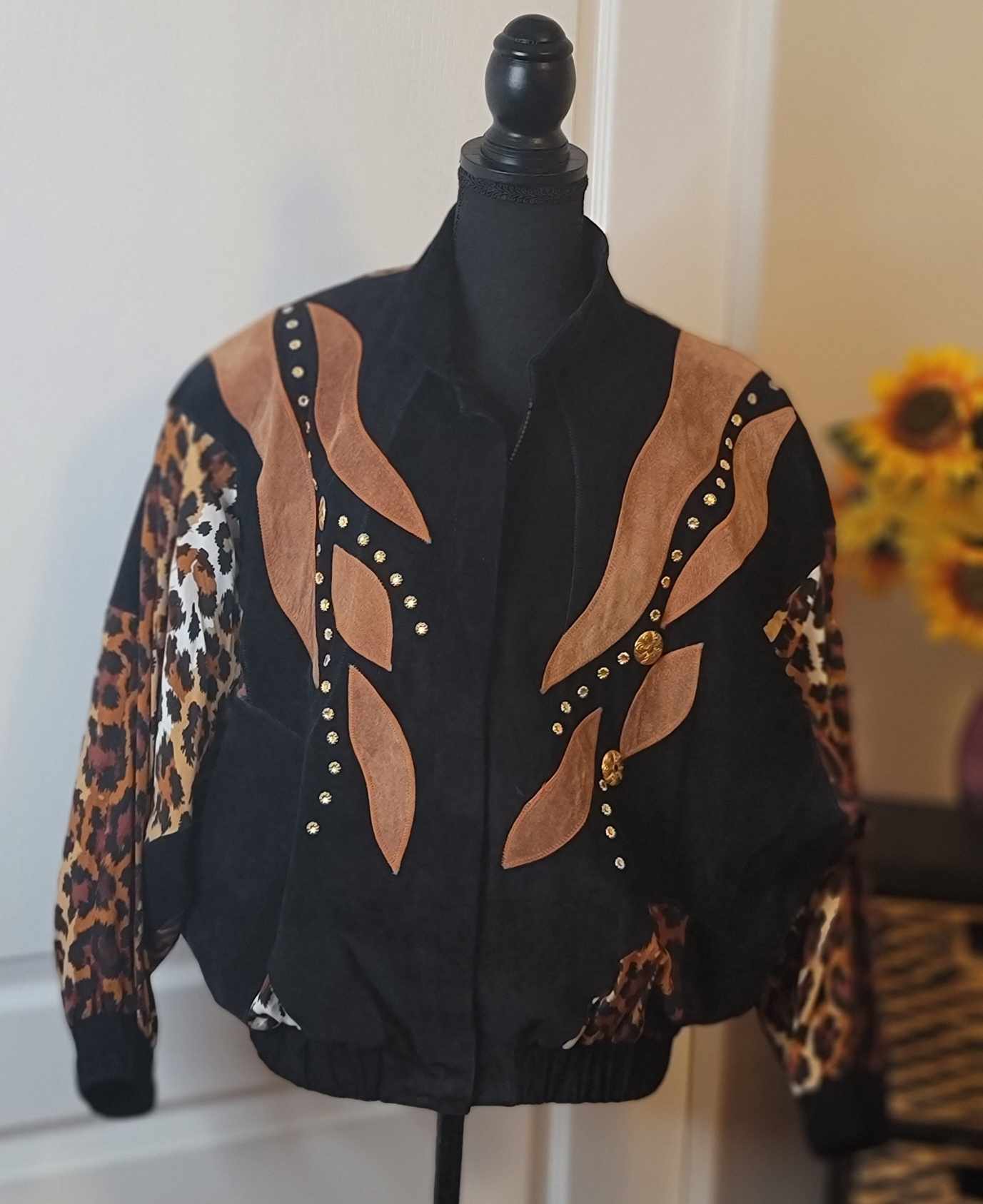 Cache Animal Print Genuine Suede Jacket