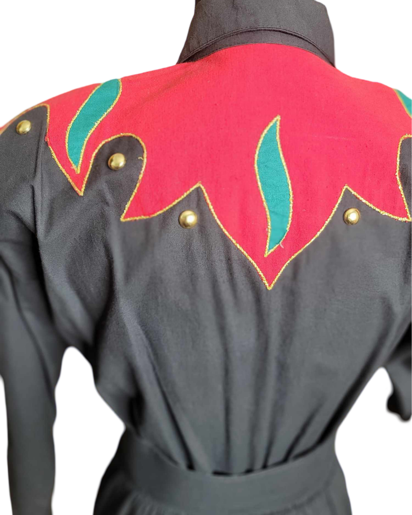 Western Black Dress Red