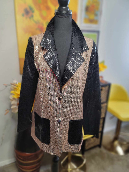 Golden Girl Colorblock Sequin Blazer