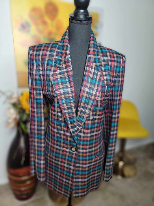 Primary Color Plaid Blazer