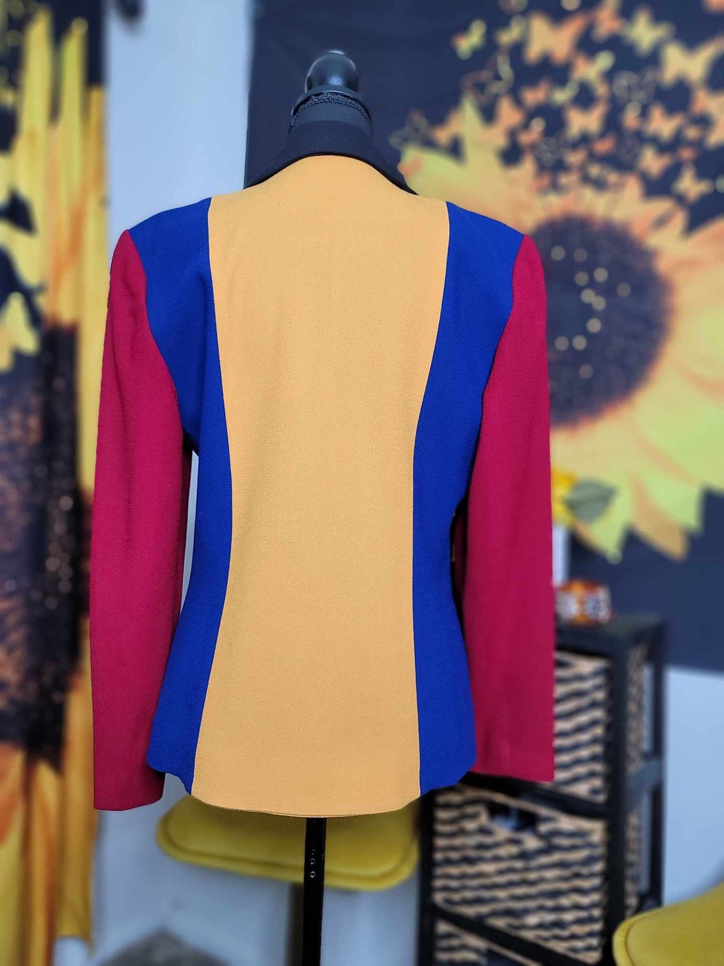 Color and Star Button Blazer