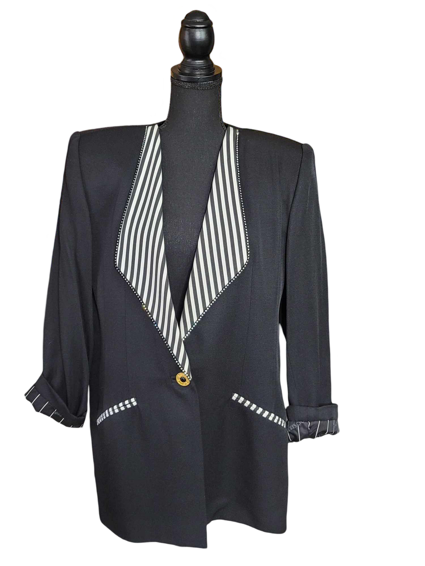 Black & White Blazer w/ Rhinestones by Criscione