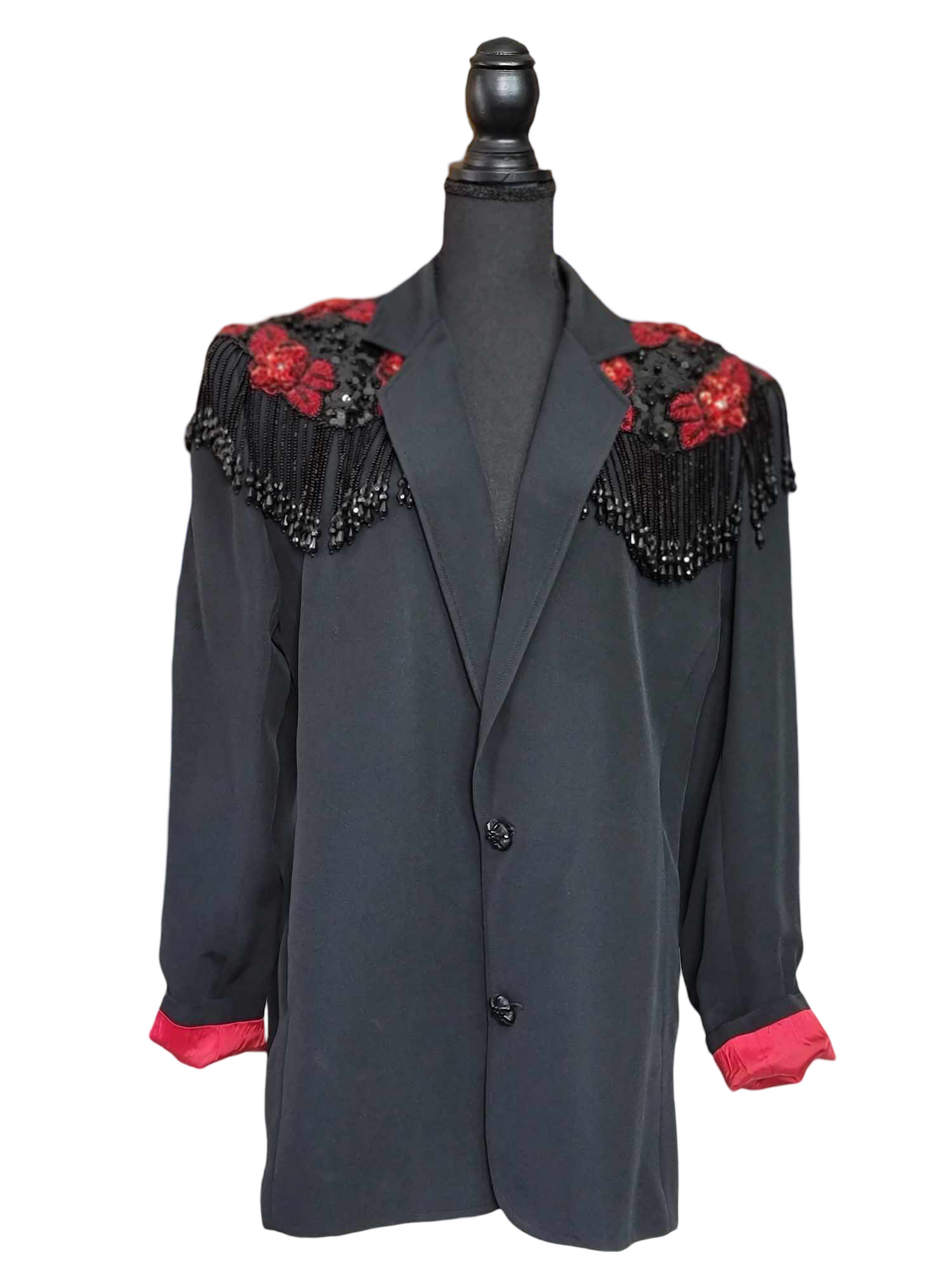 Black and Red Beaded Blazer by Criscione