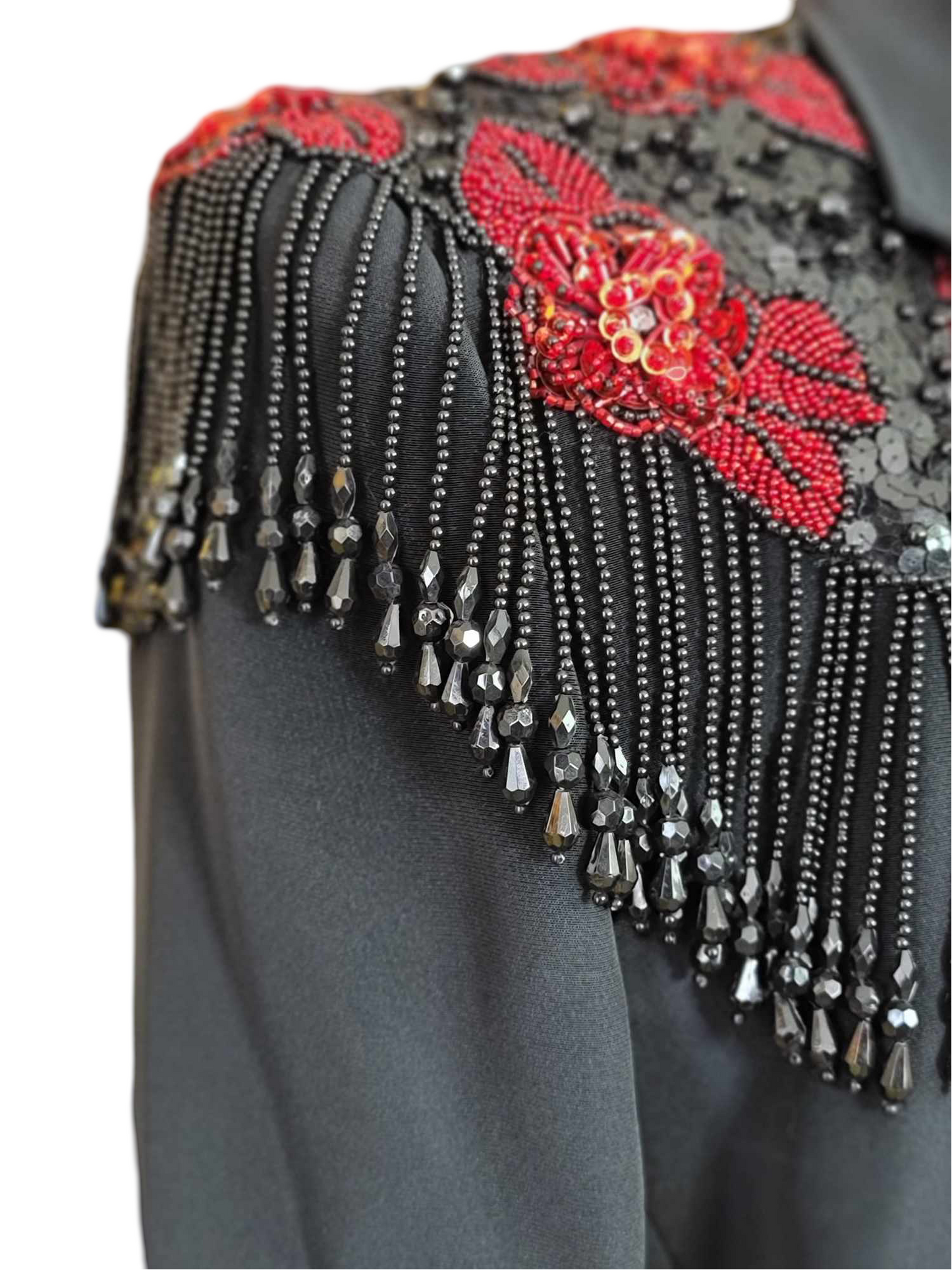 Black and Red Beaded Blazer by Criscione