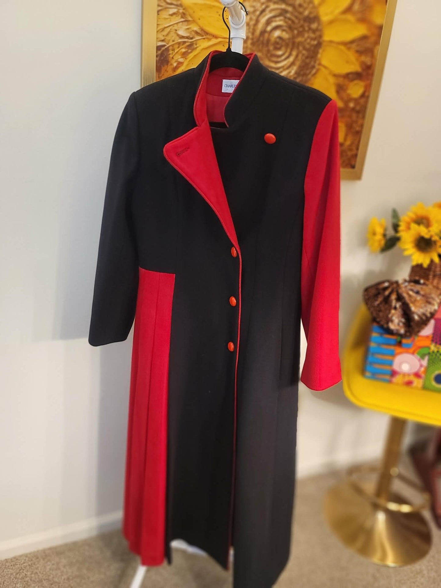 Charles Klein Colorblock Pleated Trench Coat
